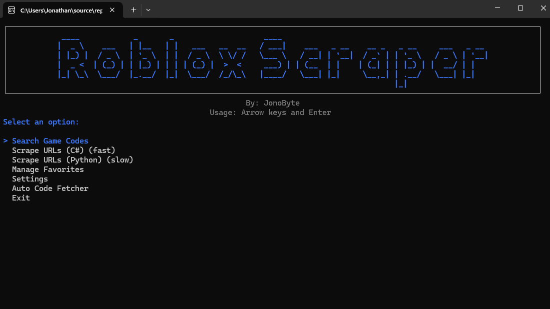 Roblox Game Code Scraper and Manager